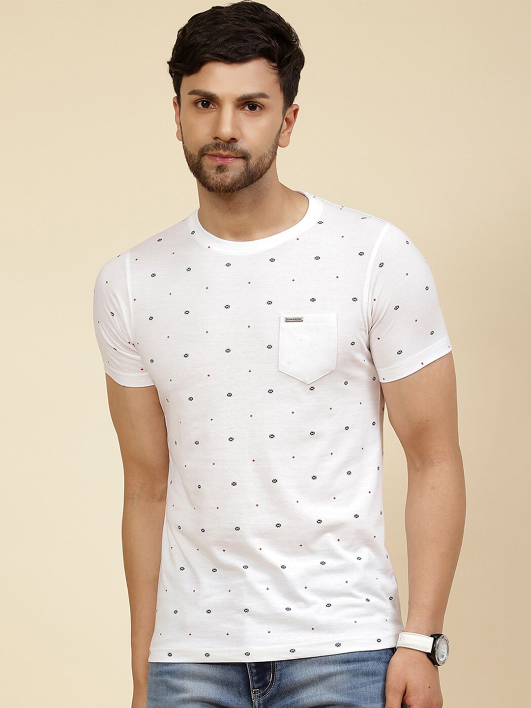 

Cloak & Decker by Monte Carlo Conversational Printed Cotton T-shirt, White