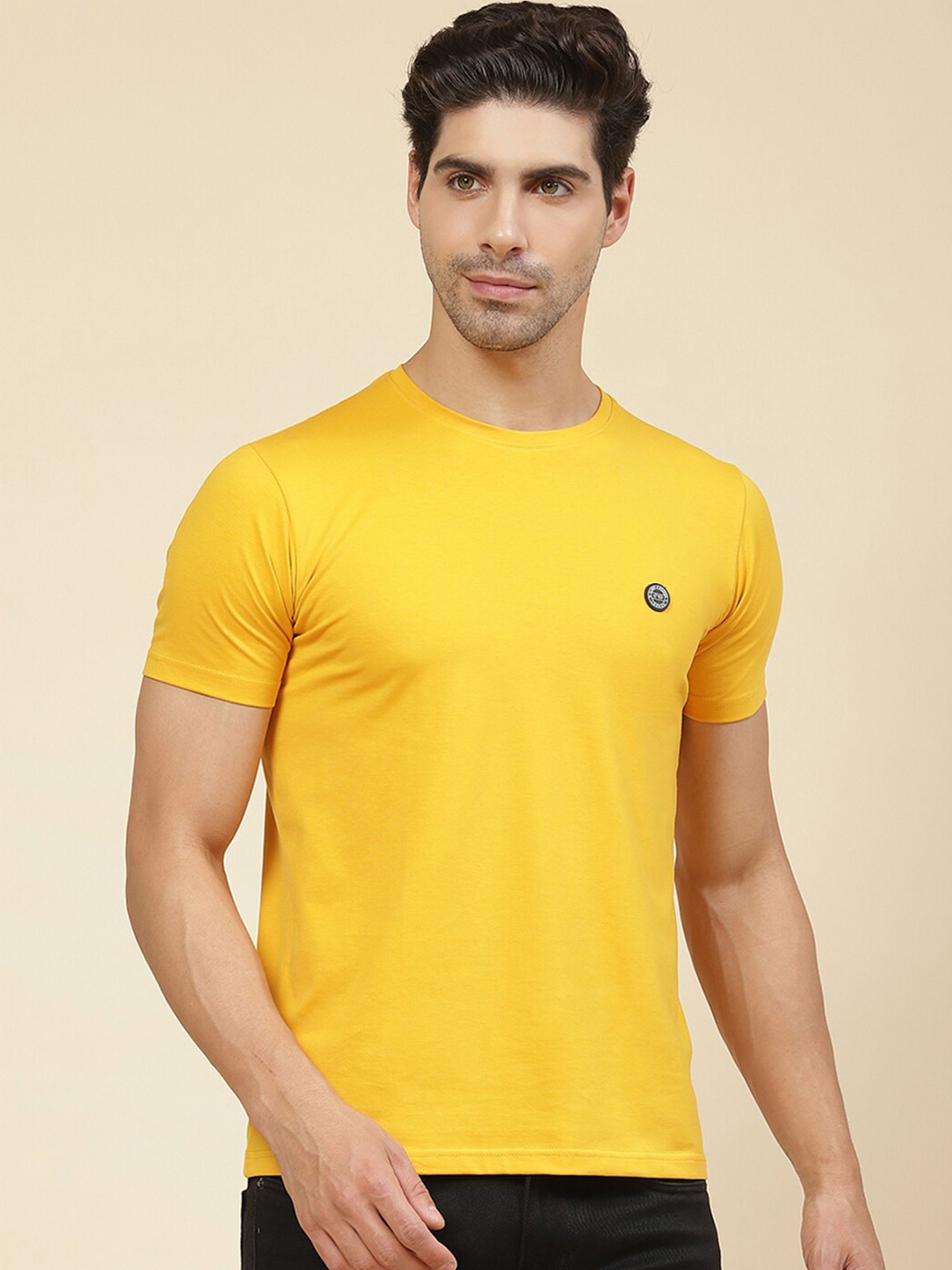 

Cloak & Decker by Monte Carlo Round Neck Cotton T-Shirt, Yellow