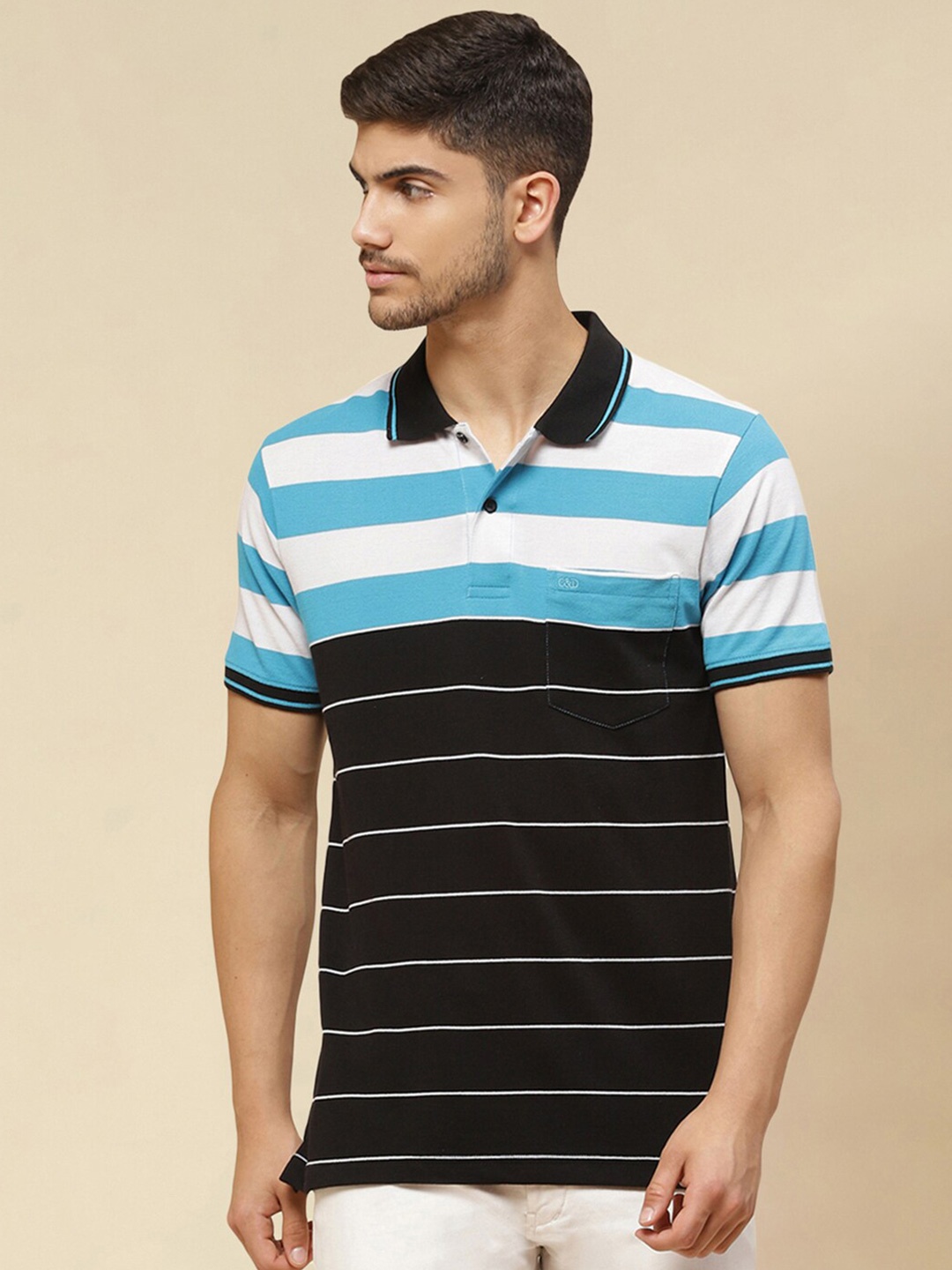 

Cloak & Decker by Monte Carlo Striped Cotton Polo T-shirt, Black