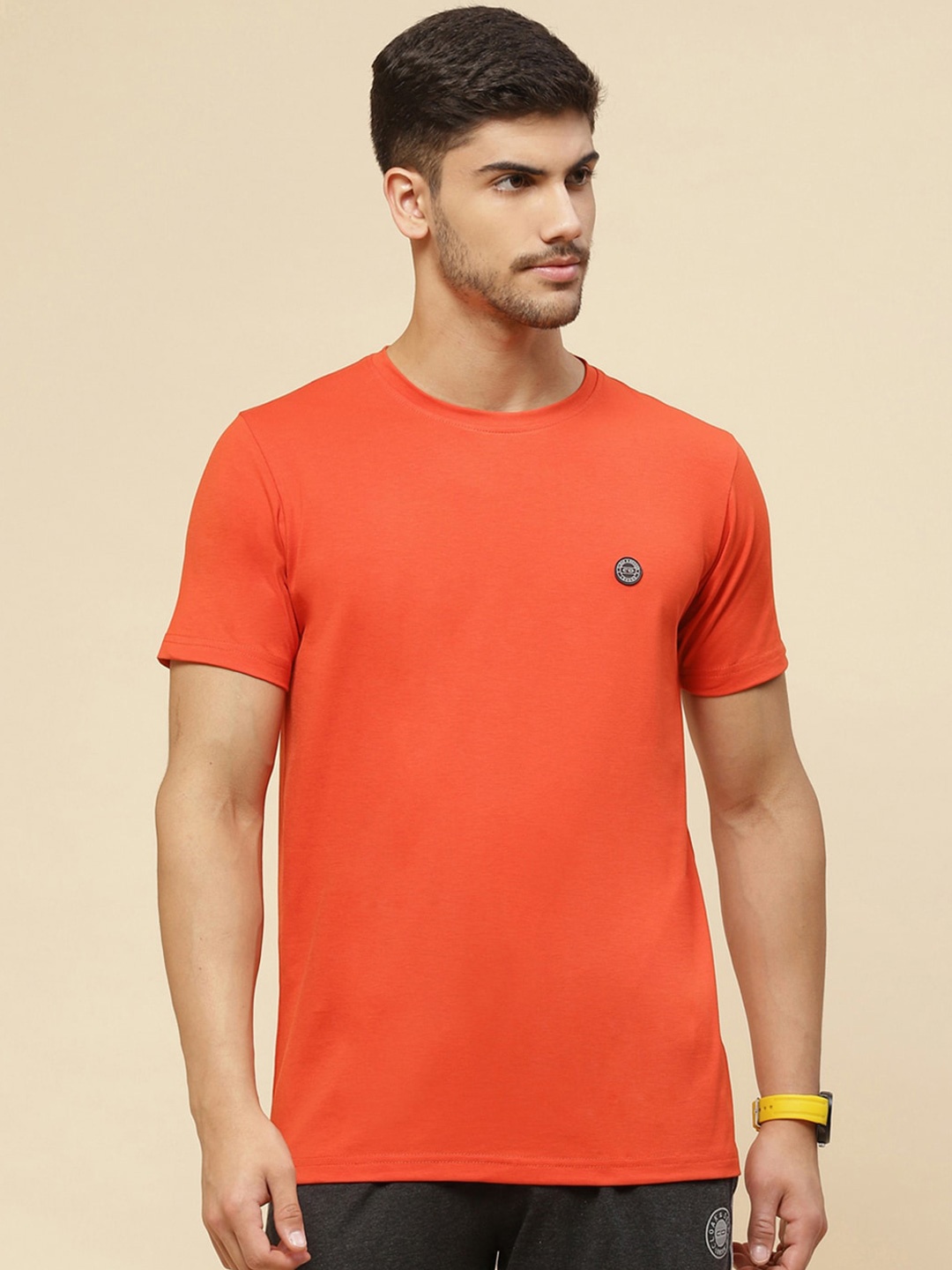 

Cloak & Decker by Monte Carlo Half Sleeve Round Neck Cotton T-shirt, Orange