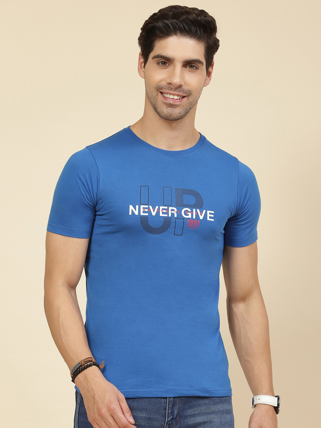 

Cloak & Decker by Monte Carlo Typography Printed Cotton T-shirt, Blue