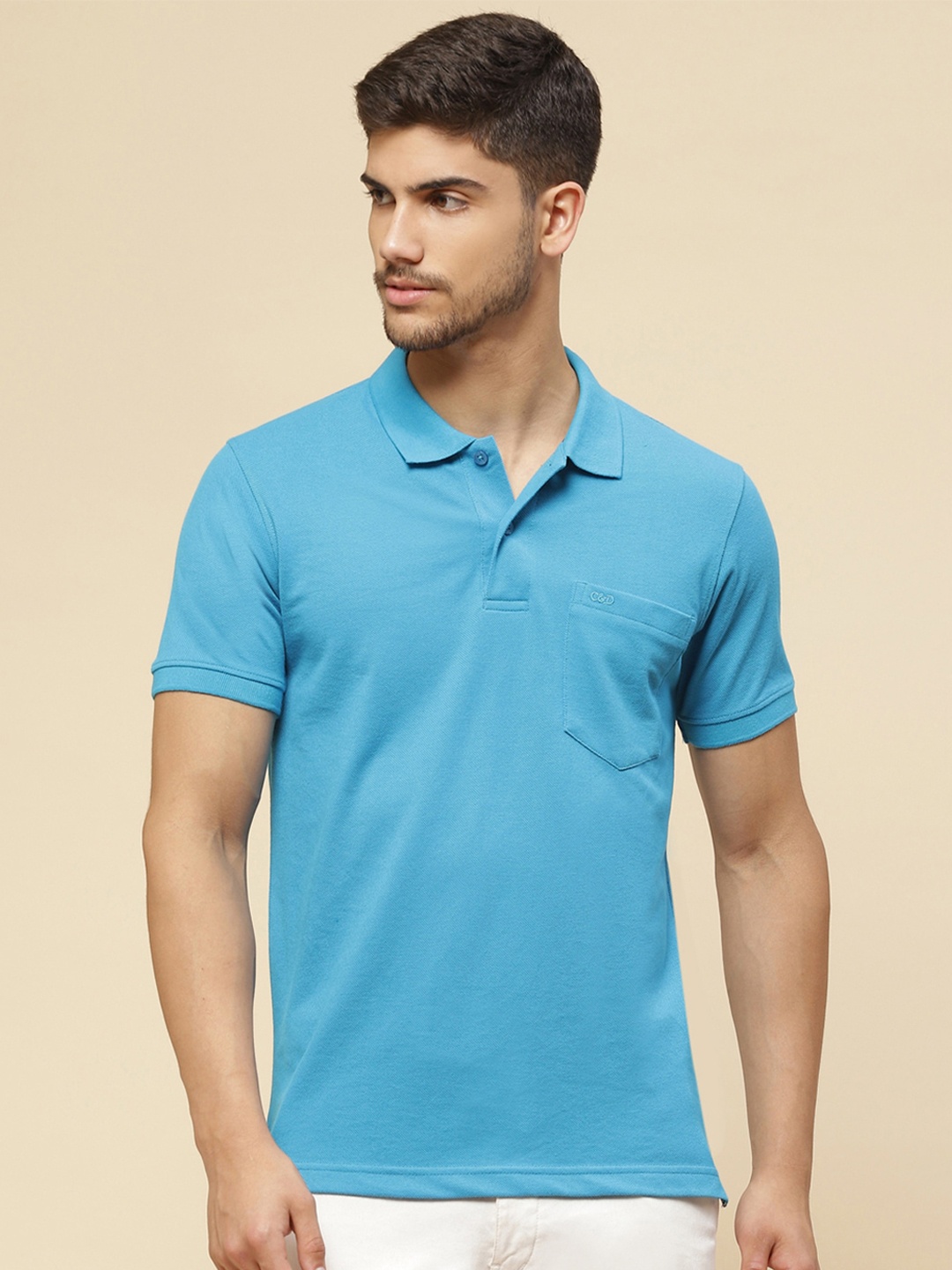

Cloak & Decker by Monte Carlo Half Sleeve Cotton Polo T-shirt, Blue