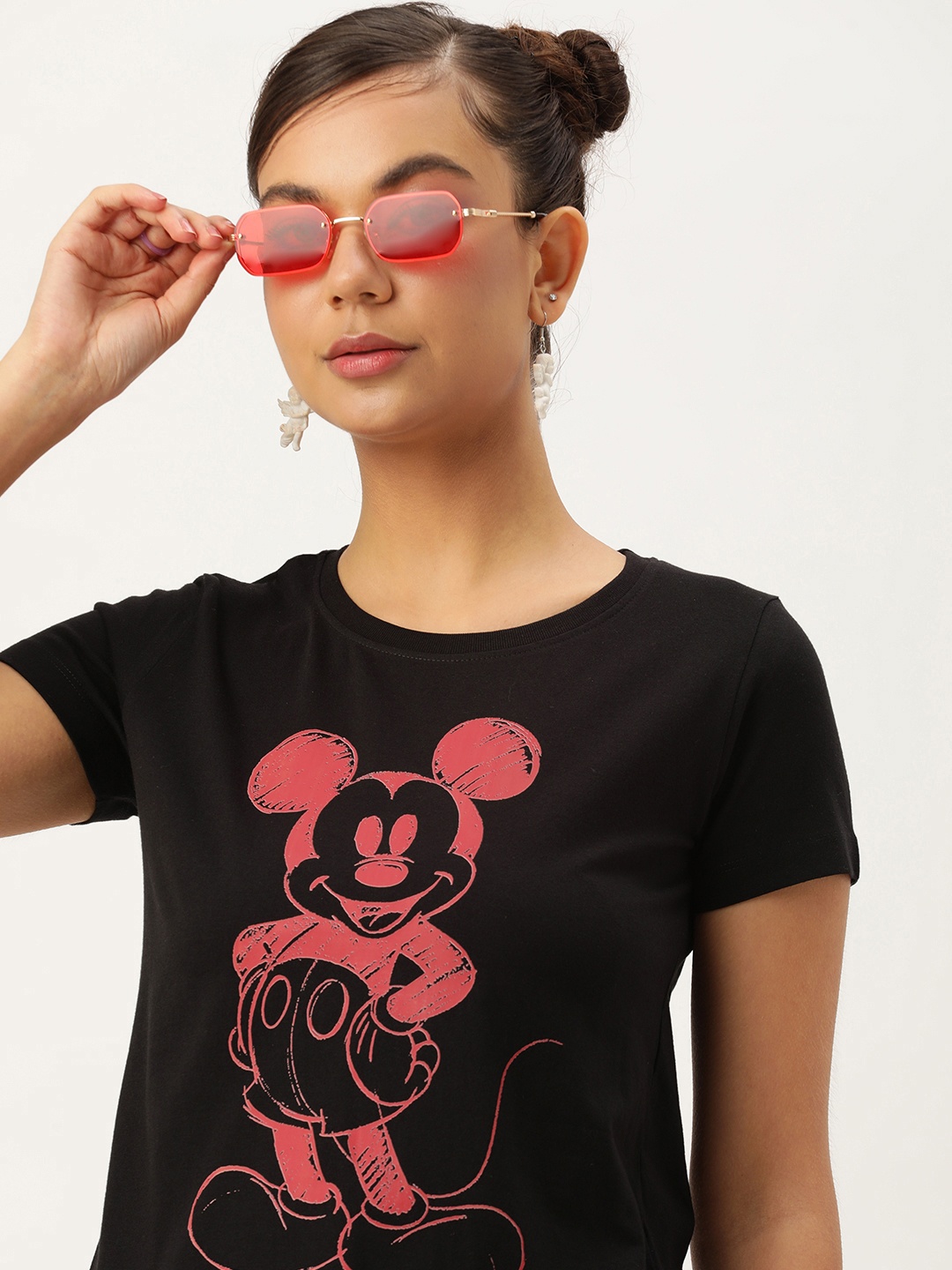 

Kook N Keech Disney Women Mickey Mouse Printed T-shirt, Black