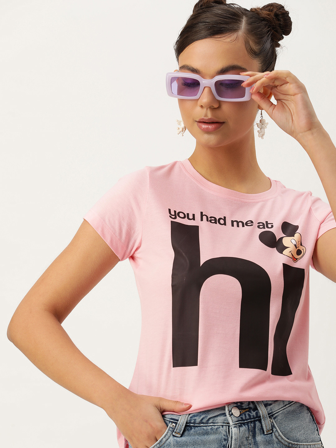 

Kook N Keech Disney Women Mickey Mouse Printed T-shirt, Pink