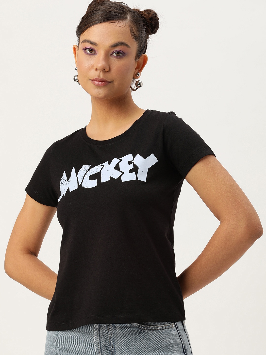 

Kook N Keech Disney Women Mickey Mouse Printed T-shirt, Black