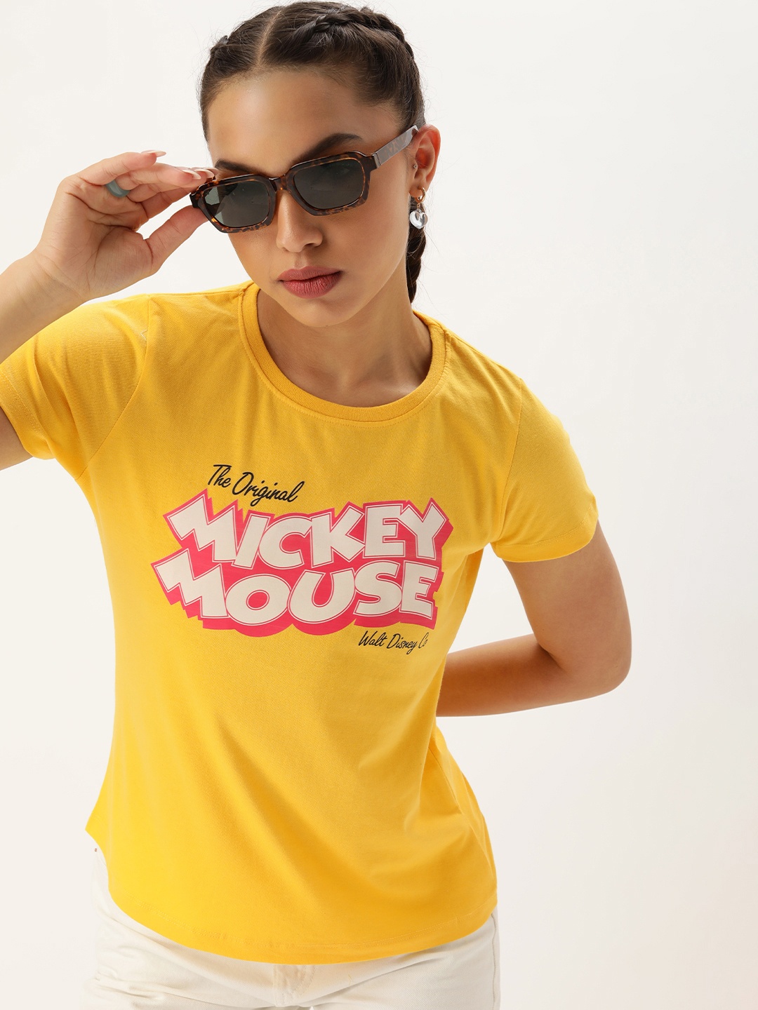 

Kook N Keech Disney Women Mickey Mouse Printed T-shirt, Yellow