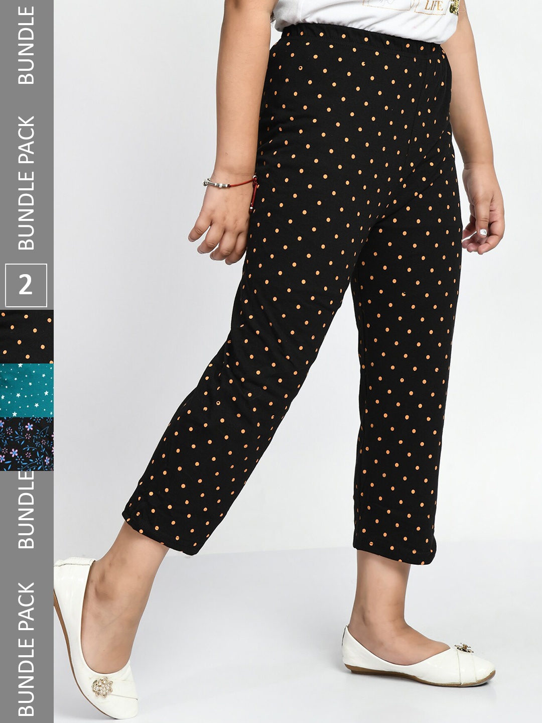 

BAESD Girls Pack Of 2 Pure Cotton Printed Lounge Pants, Black