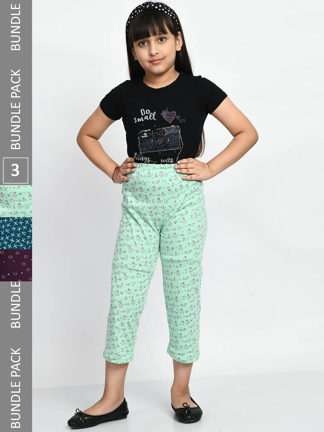 

BAESD Girls Pack Of 3 Printed Pure Cotton Lounge Pants, Violet
