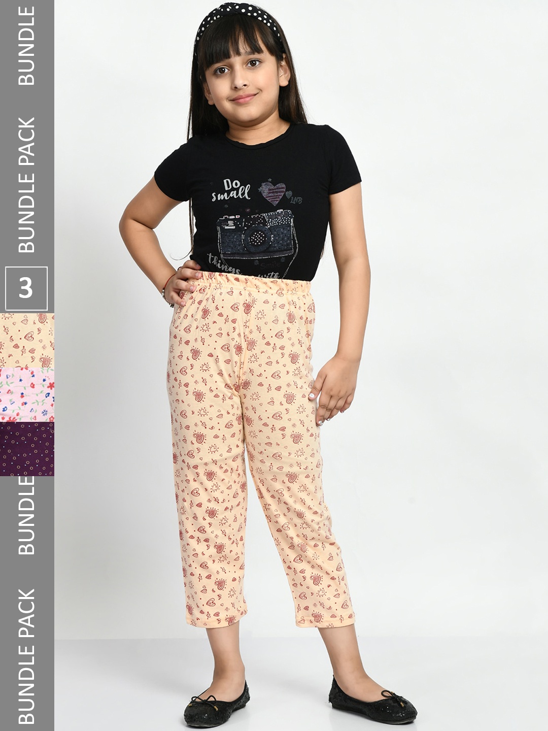 

BAESD Girls Pack Of 3 Printed Pure Cotton Lounge Pants, Cream