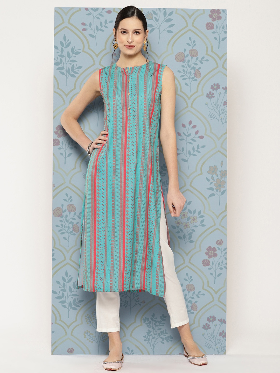 

Janasya Women Tribal Printed Kurta, Blue