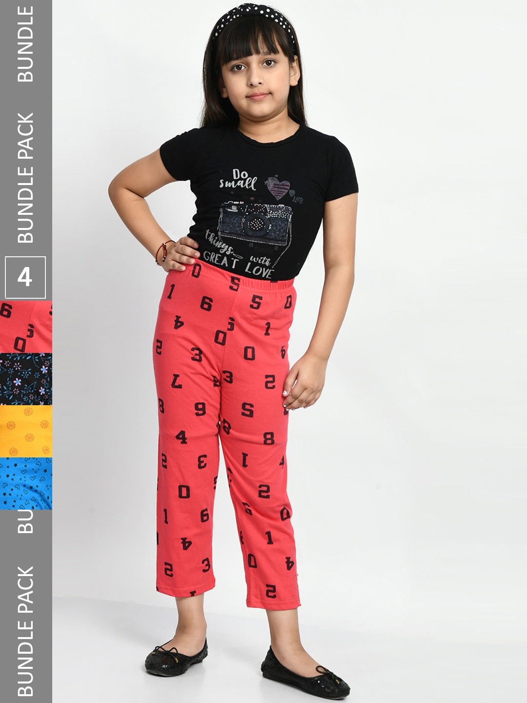 

BAESD Girls Pack of 4 Printed Cotton Lounge Pants, Coral