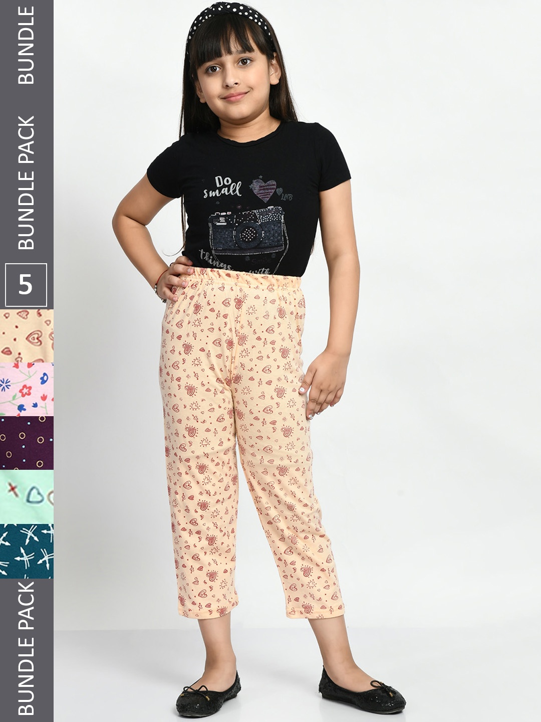 

BAESD Girls Pack Of 3 Printed Pure Cotton Lounge Pants, Pink