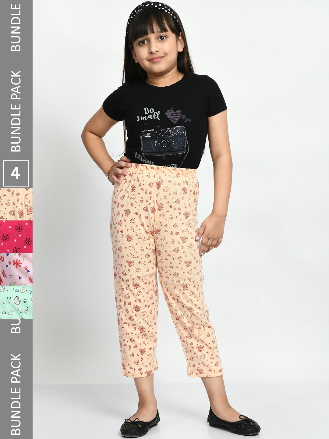 

BAESD Girls Pack Of 4 Printed Pure Cotton Lounge Pants, Cream