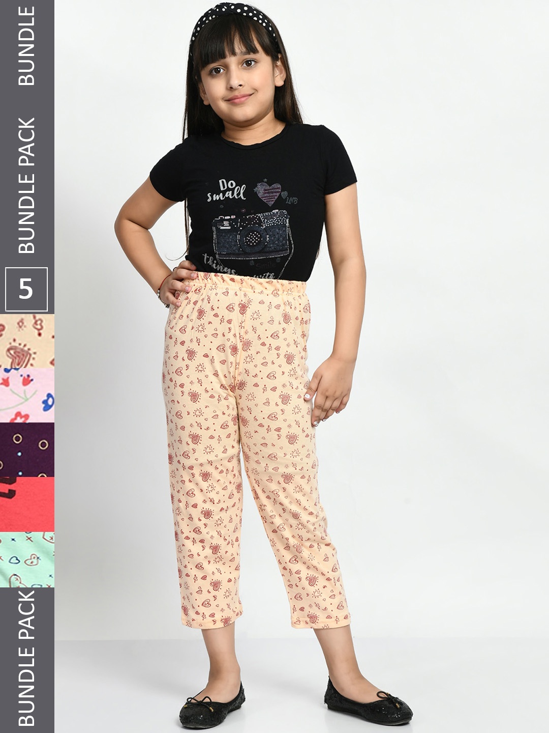 

BAESD Girls Pack Of 5 Printed Pure Cotton Lounge Pants, Cream