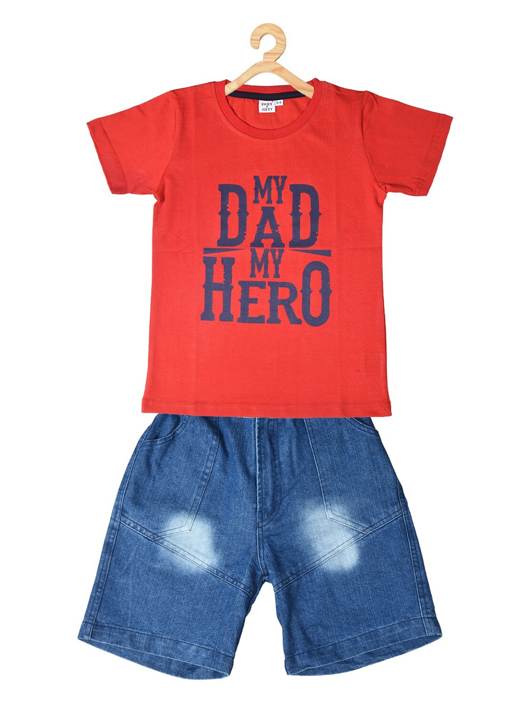 

POMY & JINNY Boys Printed T-shirt With Shorts, Red
