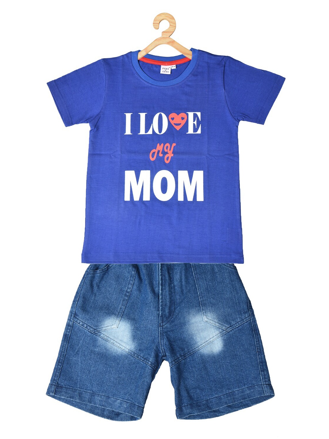 

POMY & JINNY Boys Printed T-shirt With Shorts, Blue