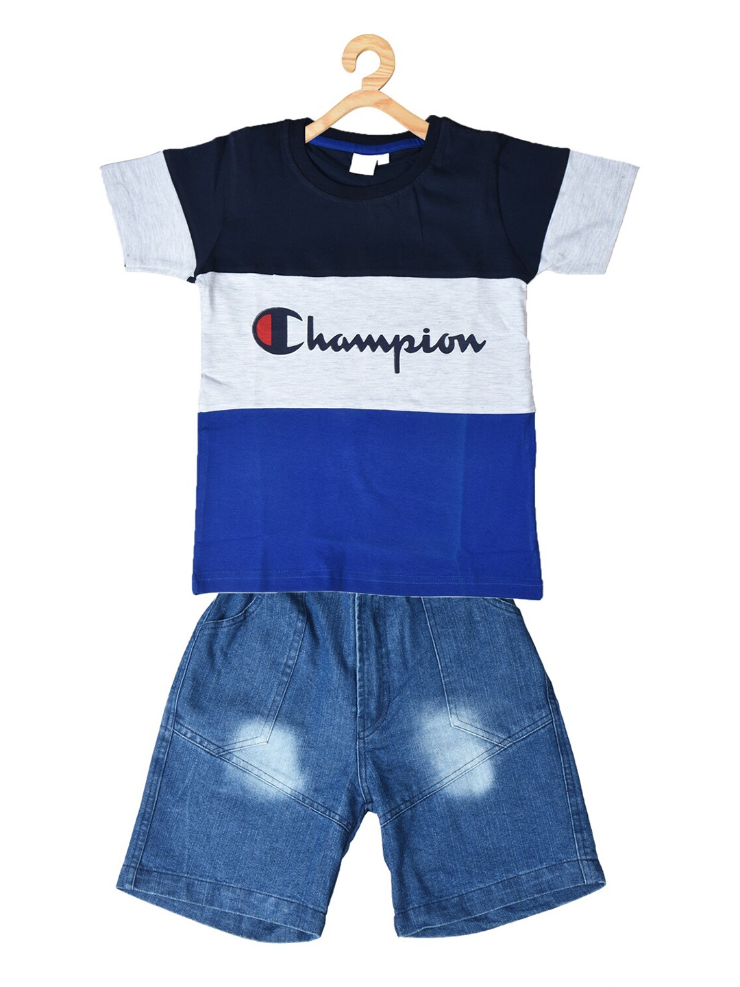 

POMY & JINNY Boys Printed T-shirt With Shorts, Blue