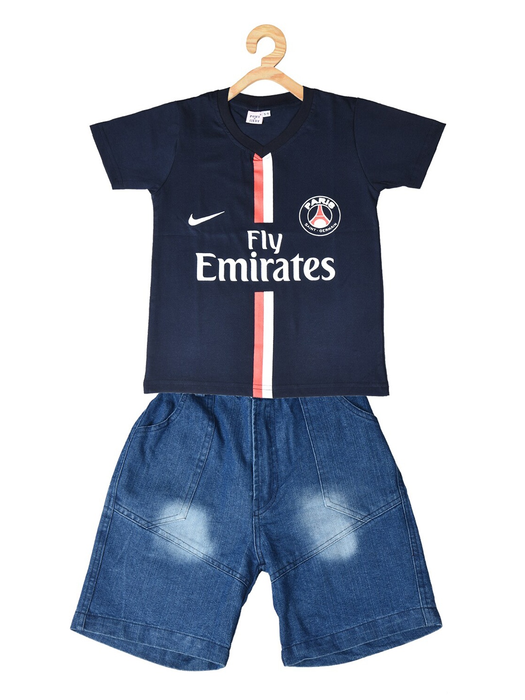 

POMY & JINNY Boys Printed T-shirt With Shorts, Navy blue