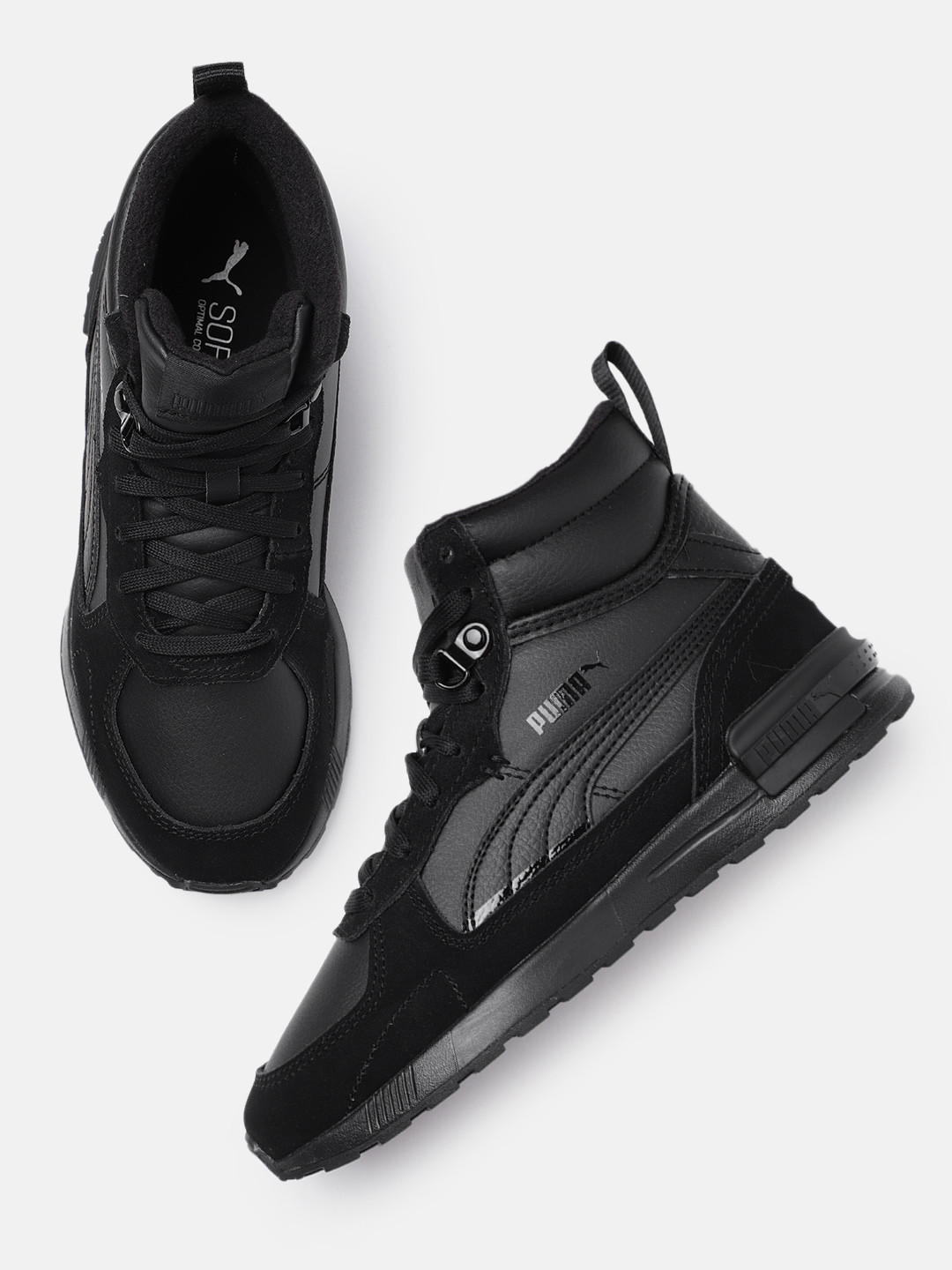 

Puma Unisex Solid Graviton Mid-Top Sneakers, Black