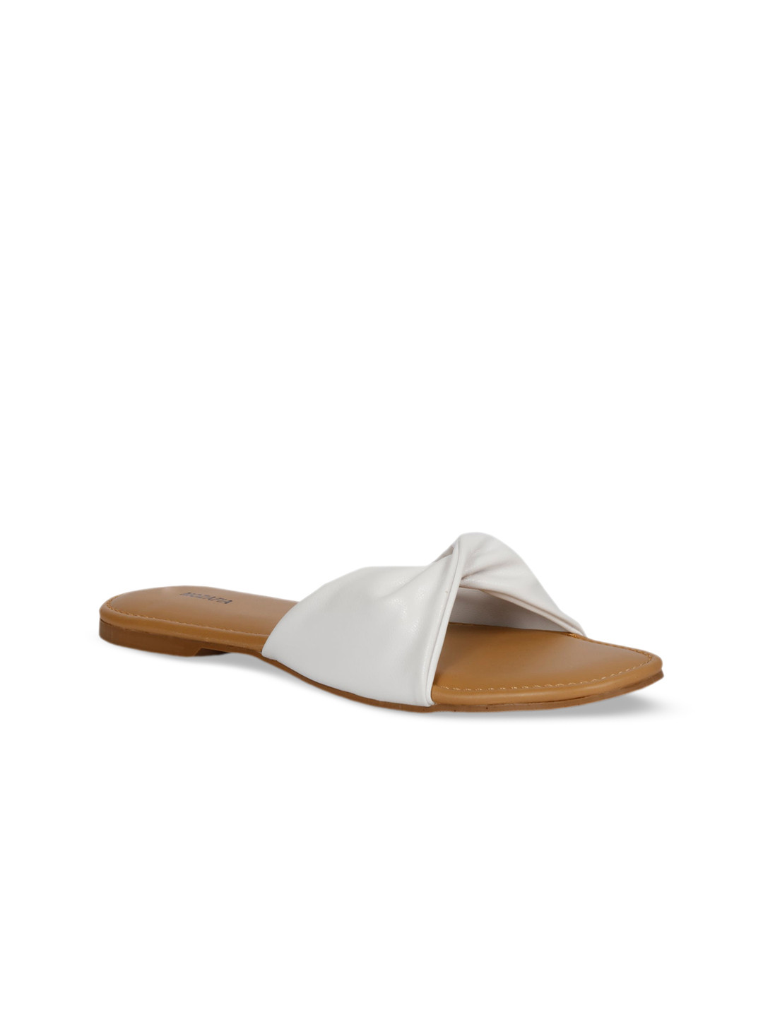 

MOZAFIA Women Twisted Open Toe Flats, White