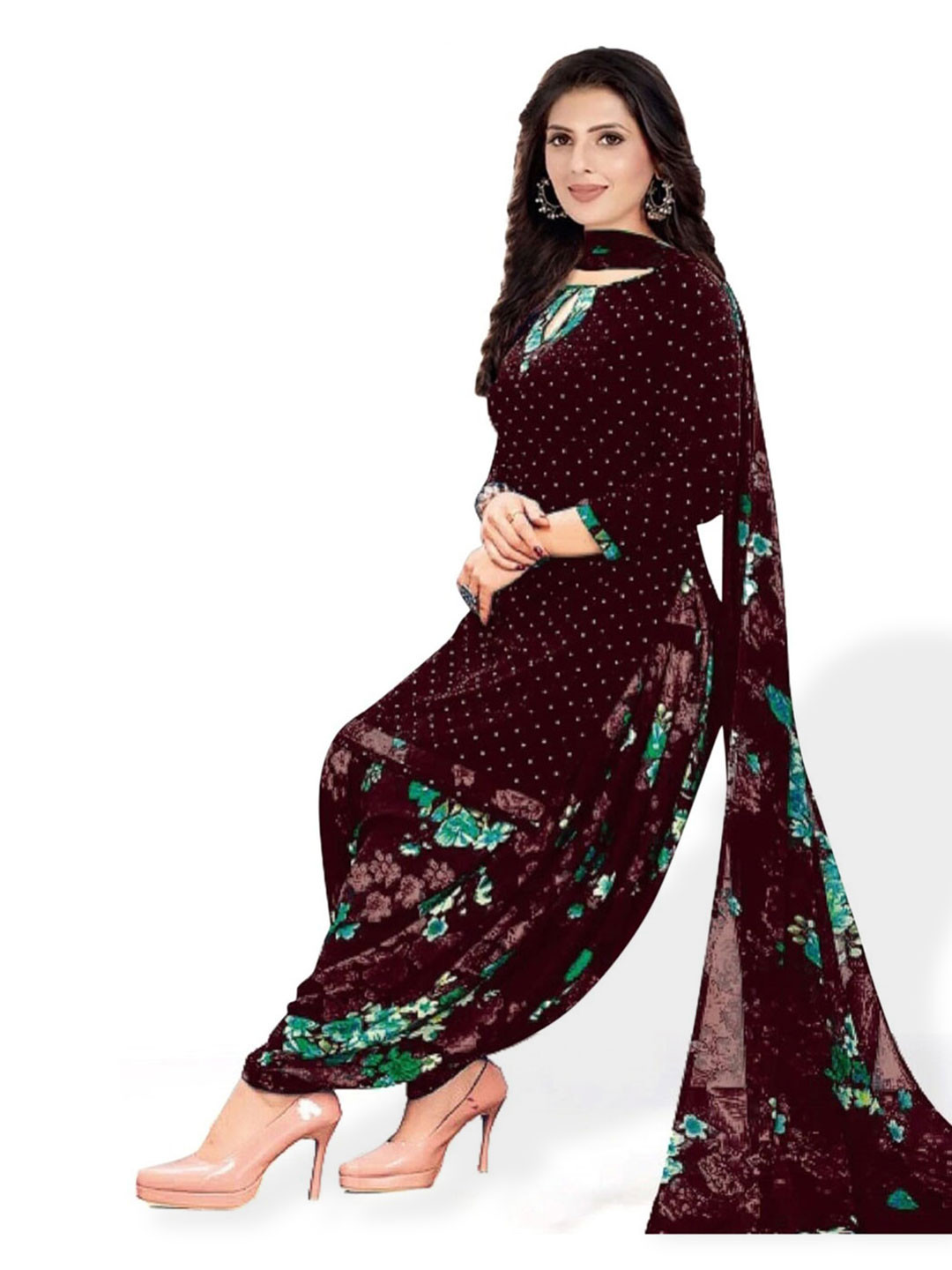 

INDIAN HERITAGE Printed Unstitched Dress Material, Purple