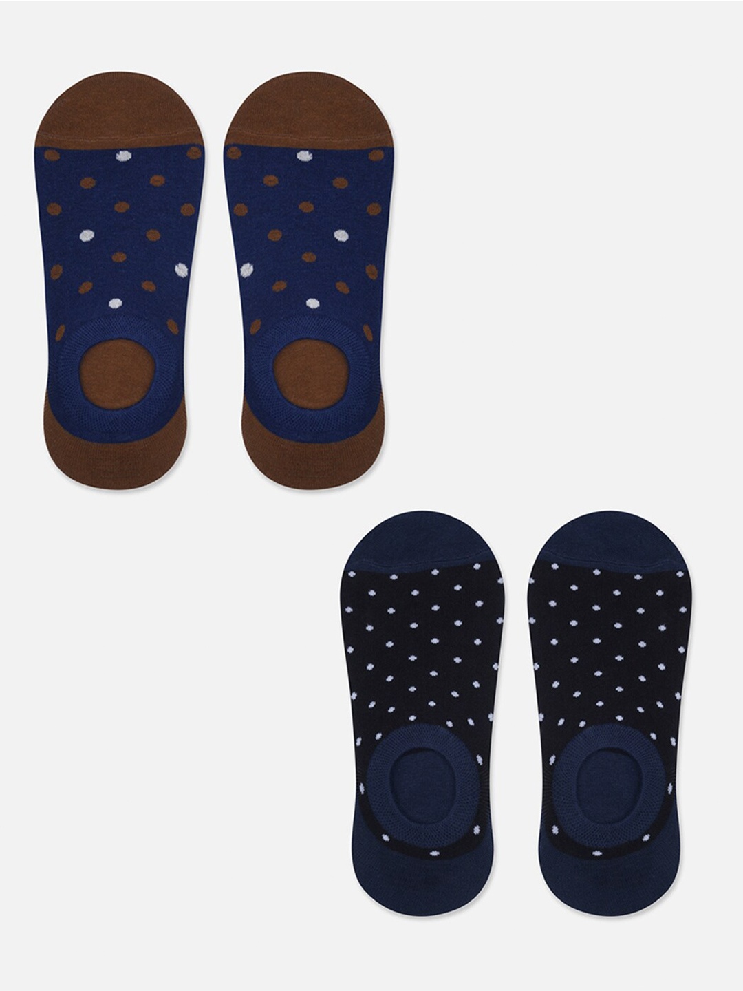 

TOFFCRAFT Men Pack Of 2 Patterned Shoe Liner Cotton Socks, Blue