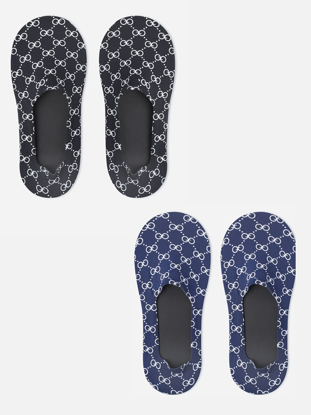 

TOFFCRAFT Men Pack Of 2 Printed Cotton Loafers Socks, Black