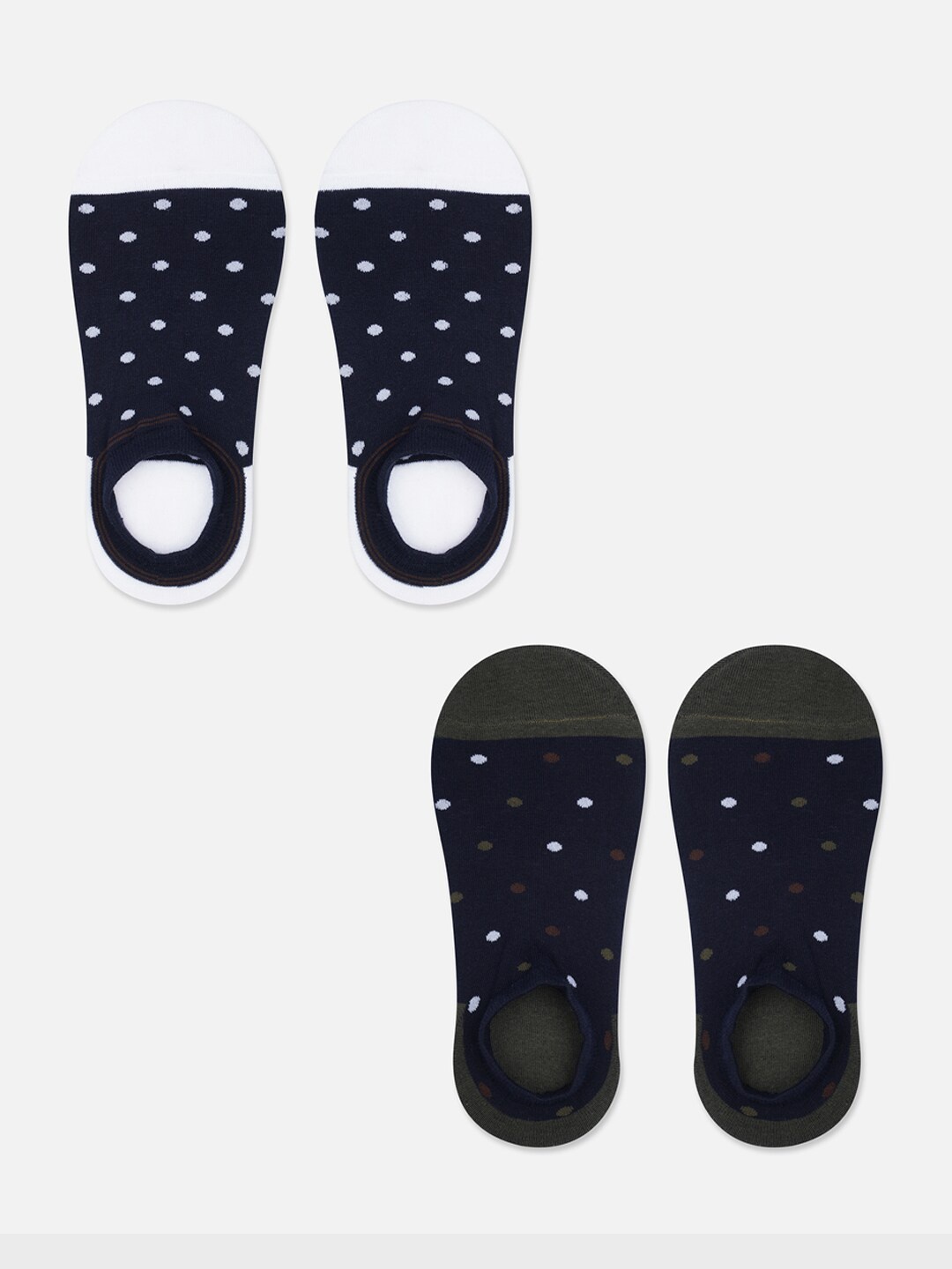 

TOFFCRAFT Men Pack Of 2 Patterned Cotton Shoe Liner Socks, Blue