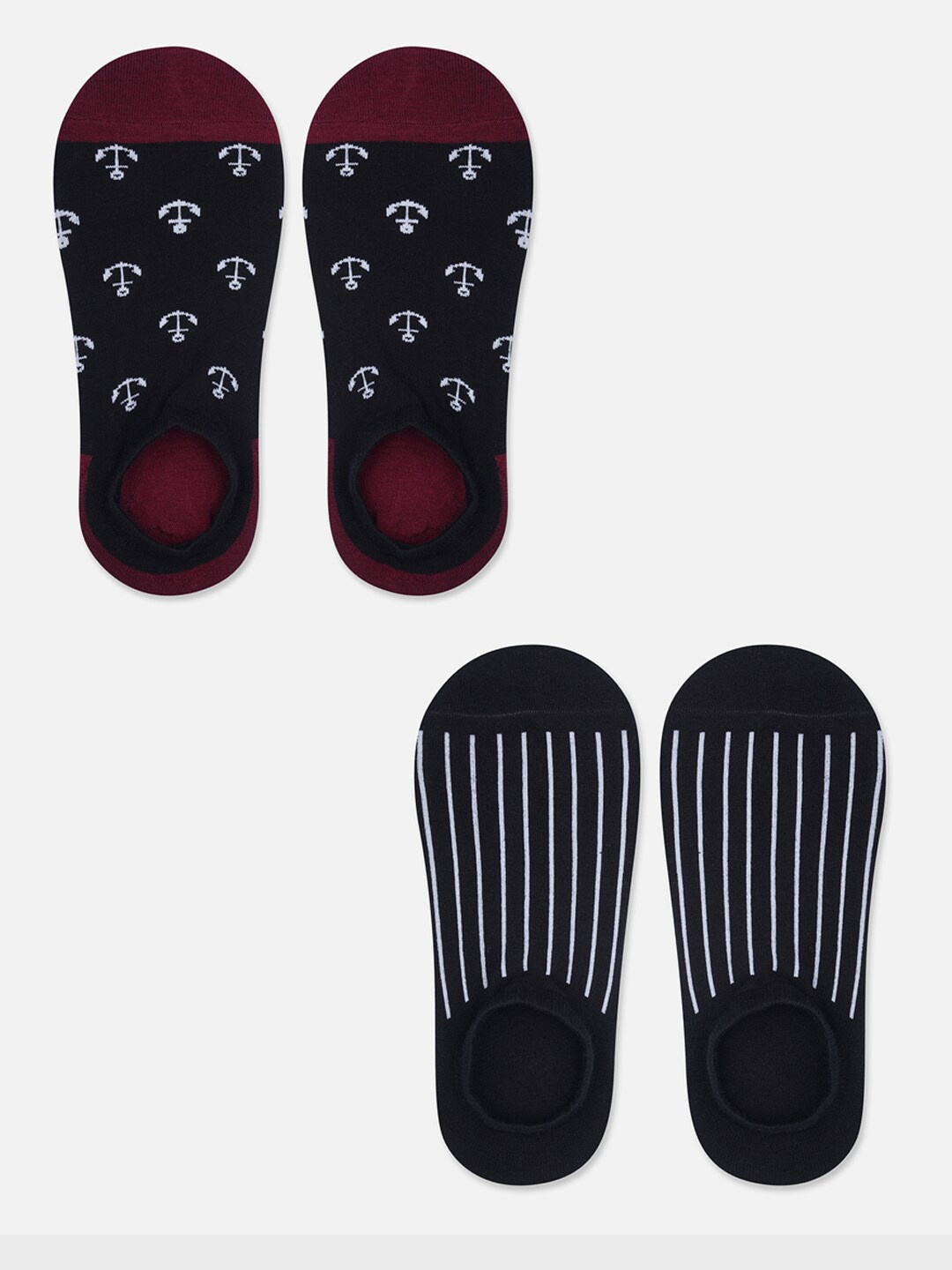 

TOFFCRAFT Men Pack Of 2 Shoe Liner Socks, Maroon