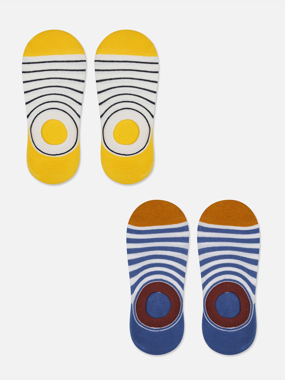 

TOFFCRAFT Men Pack Of 2 Patterned Shoe Liner Socks, Yellow