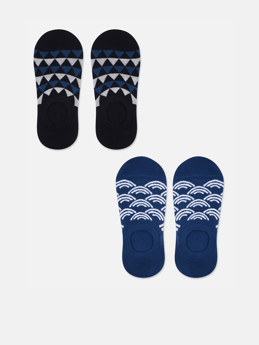

TOFFCRAFT Men Pack Of 2 Patterned Shoe Liner Socks, Blue