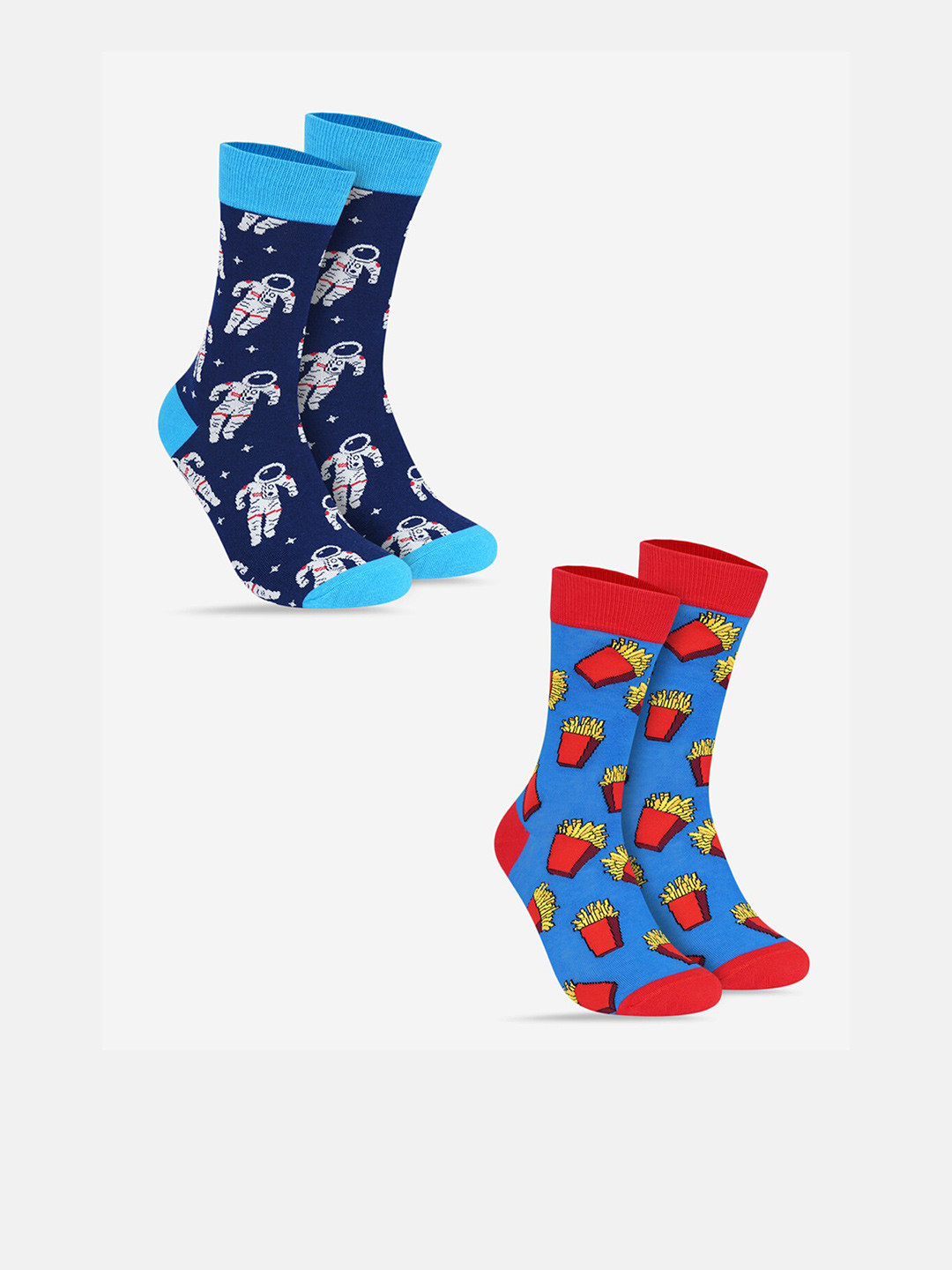 

TOFFCRAFT Men Pack Of 2 Patterned Calf Length Socks, Navy blue