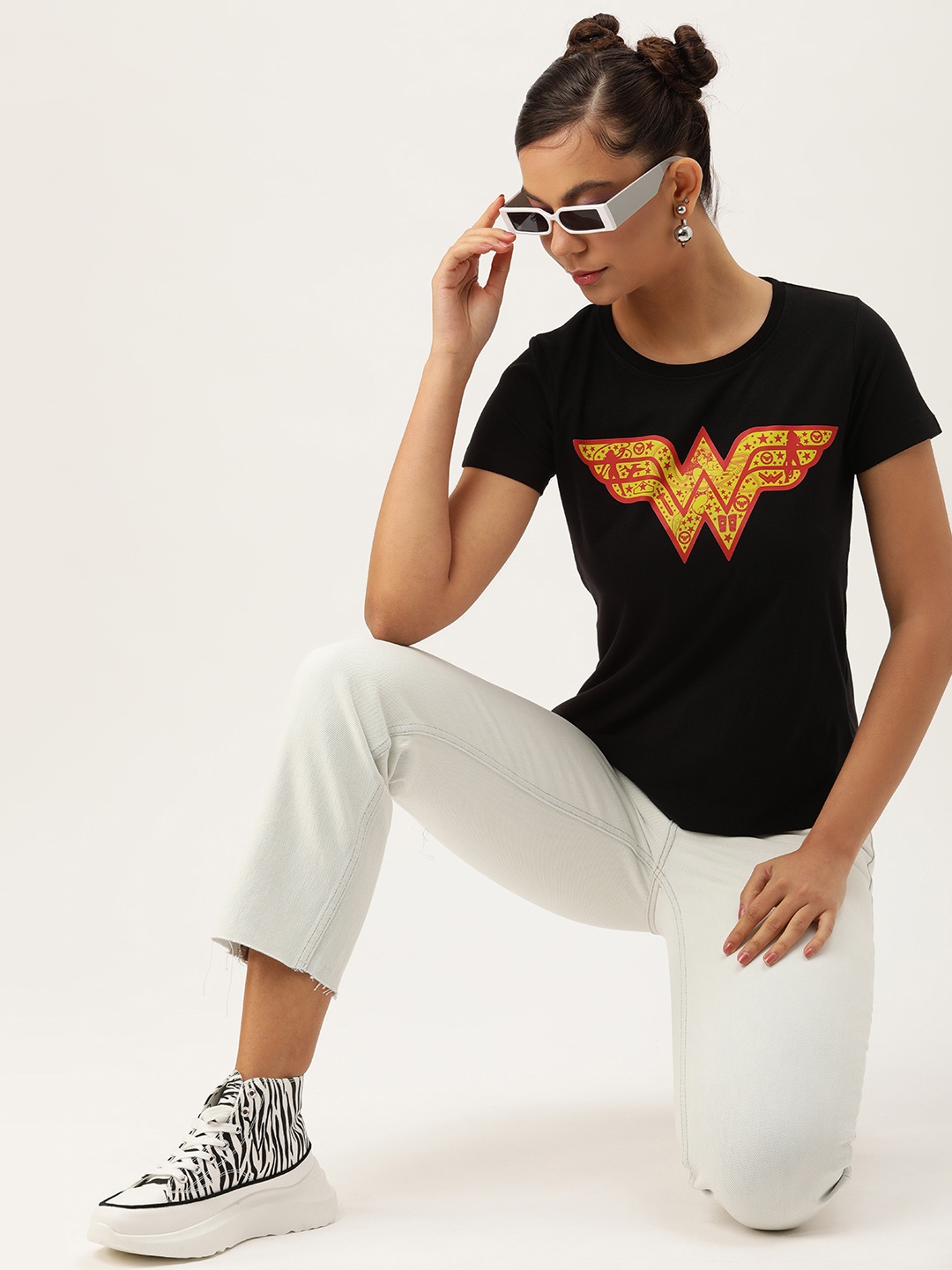 

Kook N Keech Wonder Woman Printed Pure Cotton T-shirt, Black