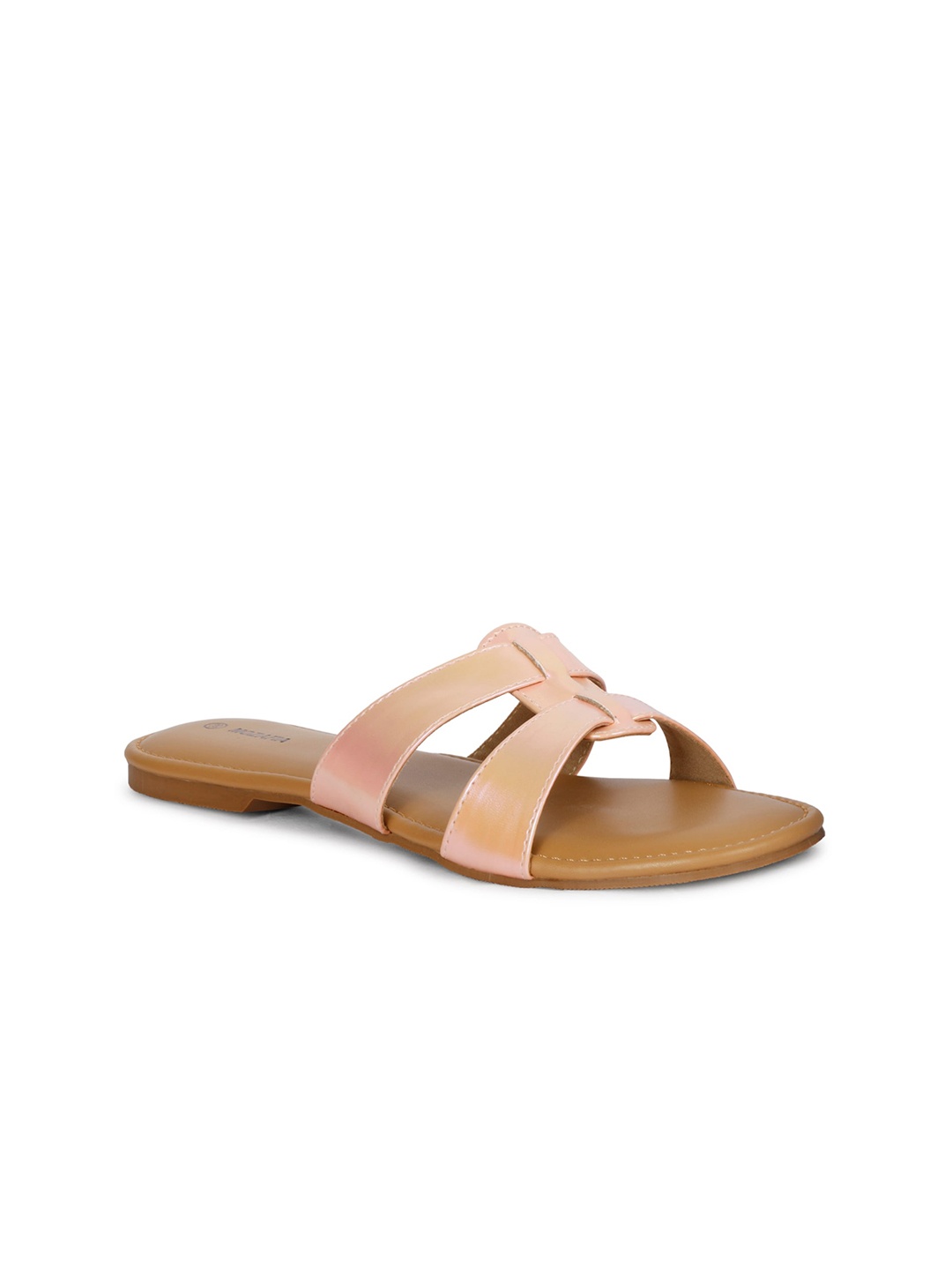 

MOZAFIA Double Strap Open Toe Flats, Pink