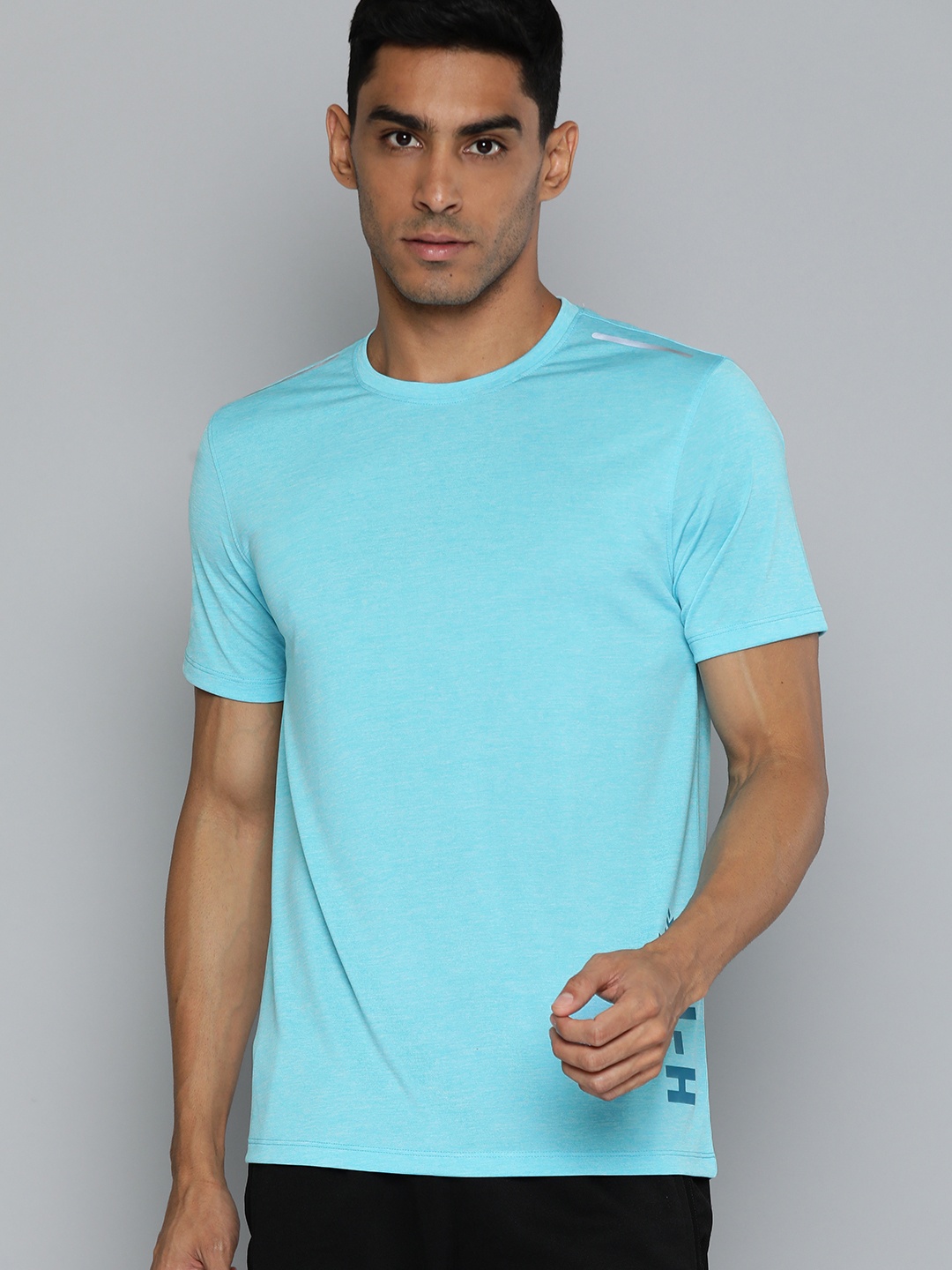 

HRX by Hrithik Roshan Men Brand Logo Printed Rapid-Dry Sports T-shirt, Turquoise blue