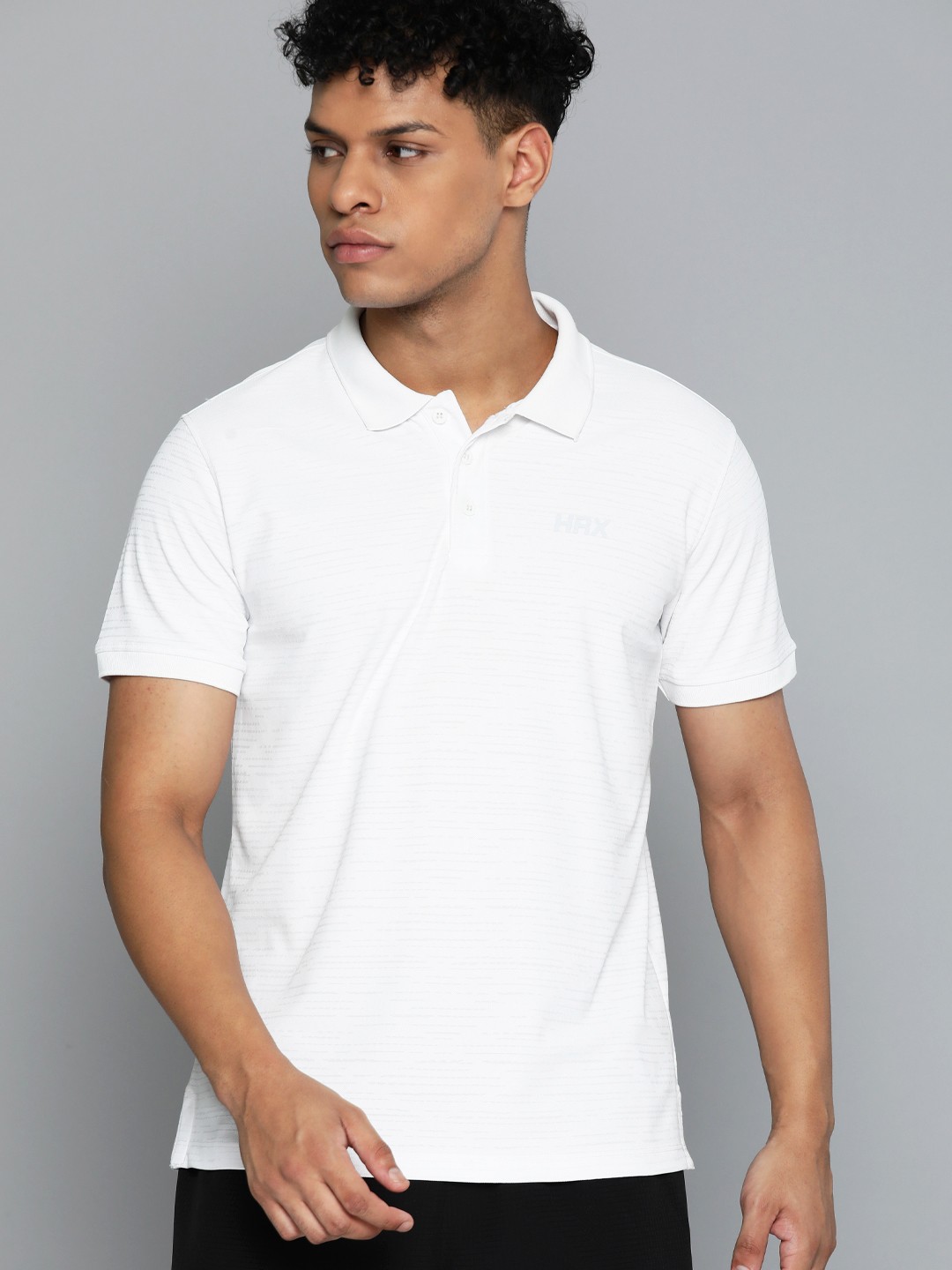 

HRX by Hrithik Roshan Men Brand Logo Printed Polo Collar Rapid-Dry Sports T-shirt, White