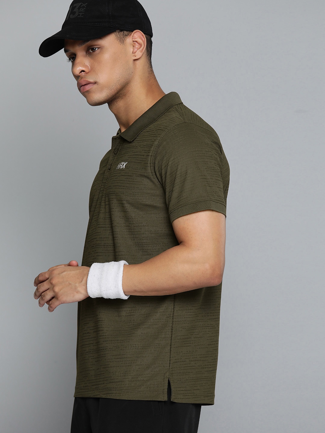 

HRX by Hrithik Roshan Men Brand Logo Printed Polo Collar Rapid-Dry Sports T-shirt, Olive