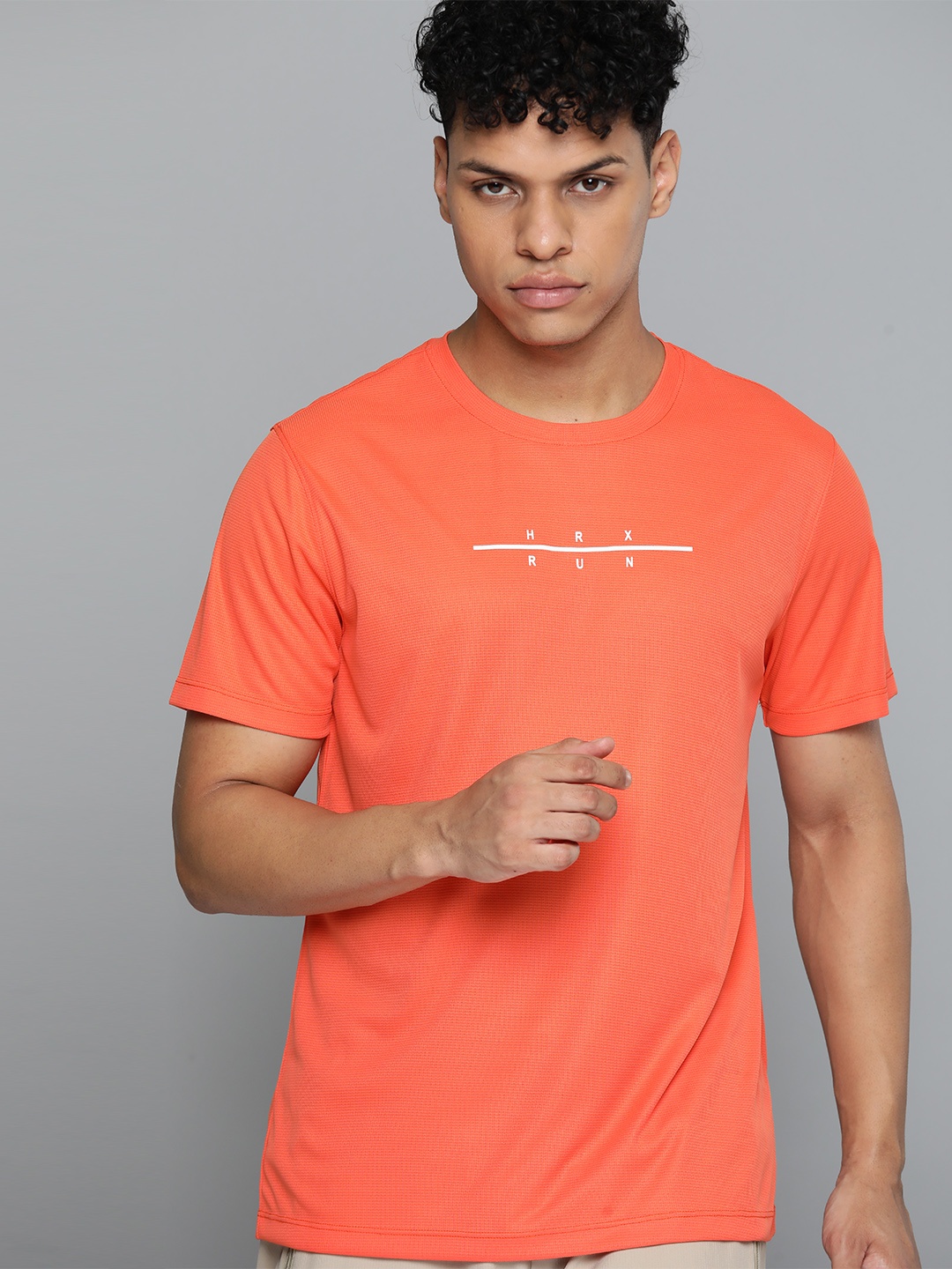 

HRX by Hrithik Roshan Men Typography Printed Rapid-Dry Sports T-shirt, Orange