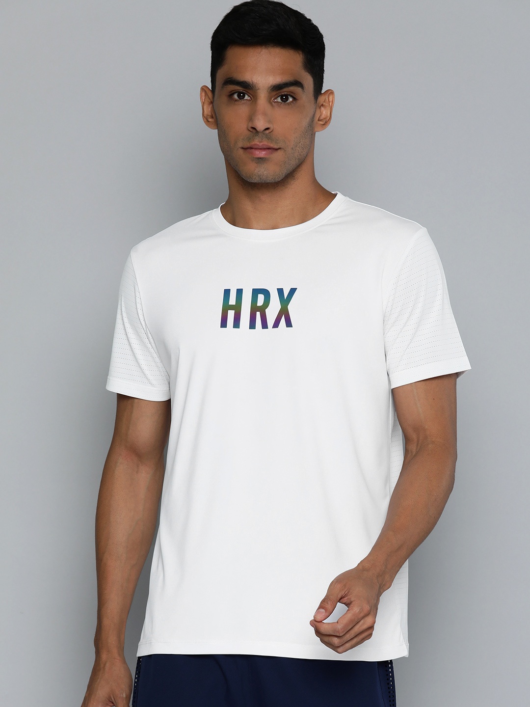 

HRX by Hrithik Roshan Brand Logo Printed Rapid-Dry Sports T-shirt, White