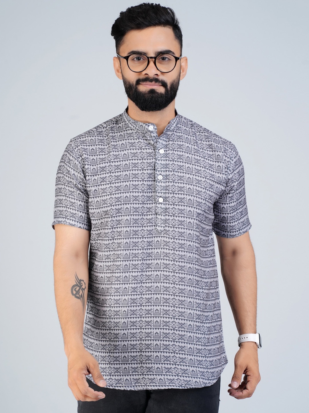 

Elepants Geometric Printed Regular Fit Shirt, Grey