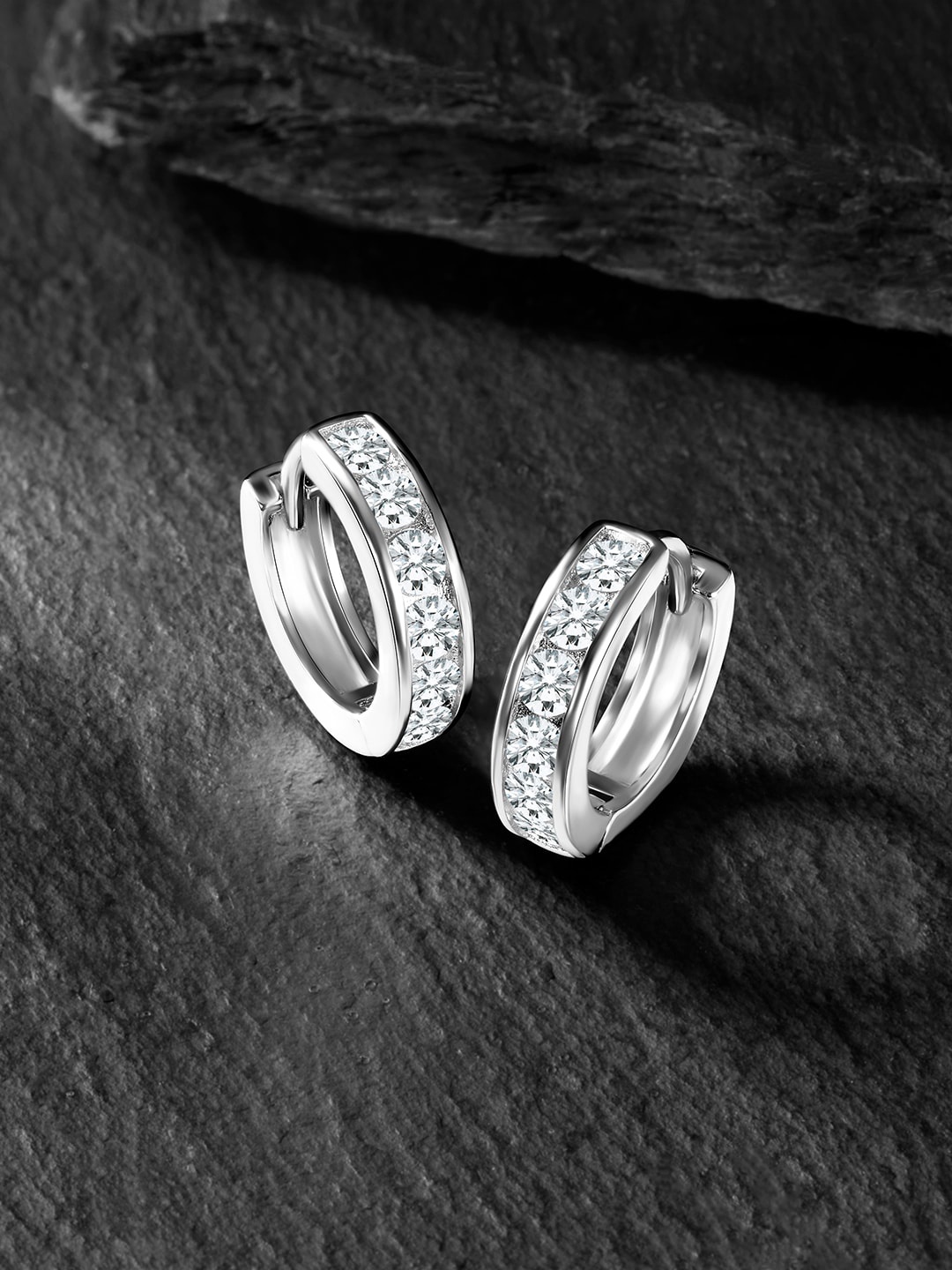 

Silvora by Peora Rhodium-Plated Sterling Silver Contemporary Hoop Earrings