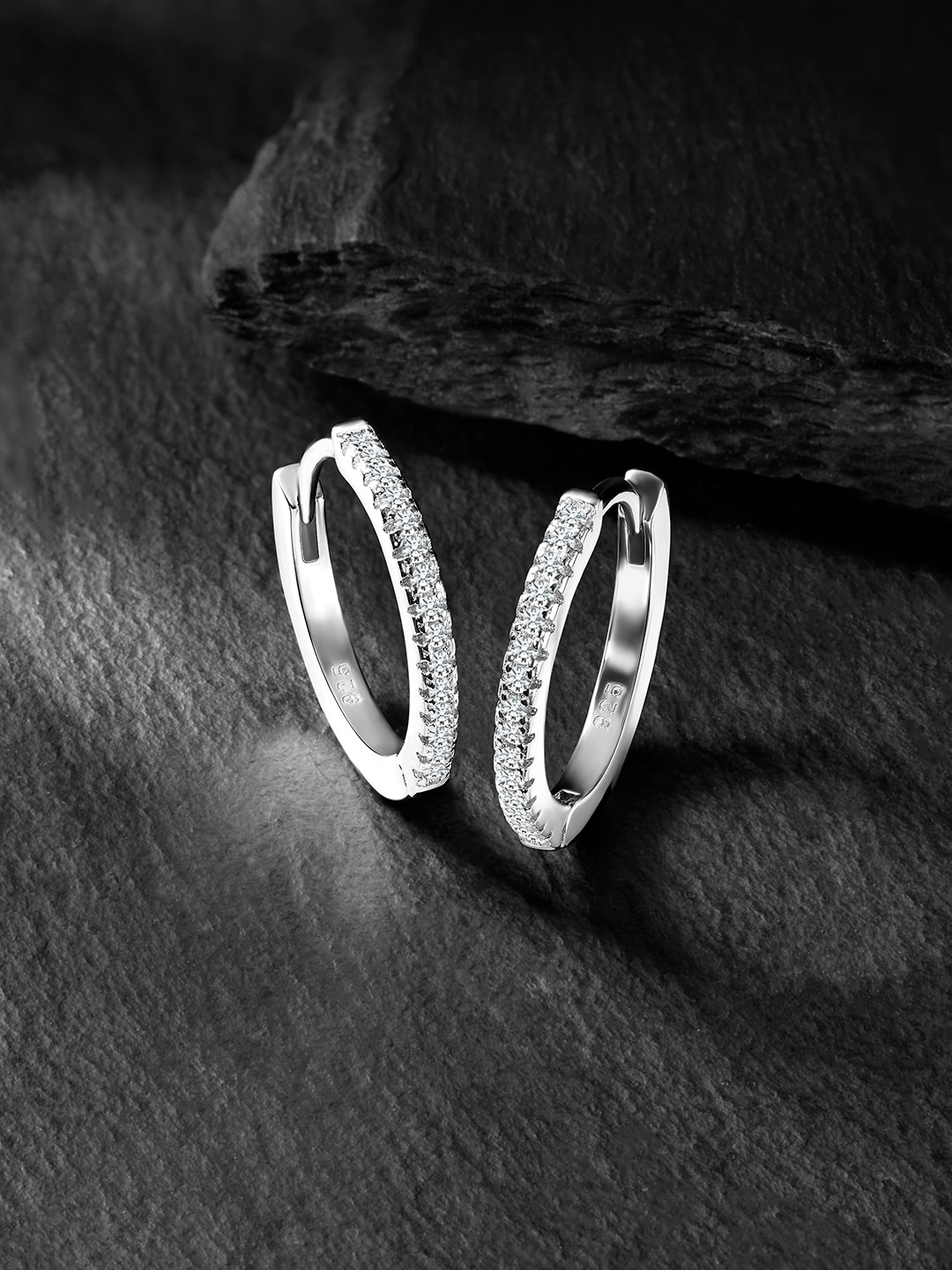 

Silvora by Peora Rhodium-Plated Sterling Silver Contemporary Hoop Earrings