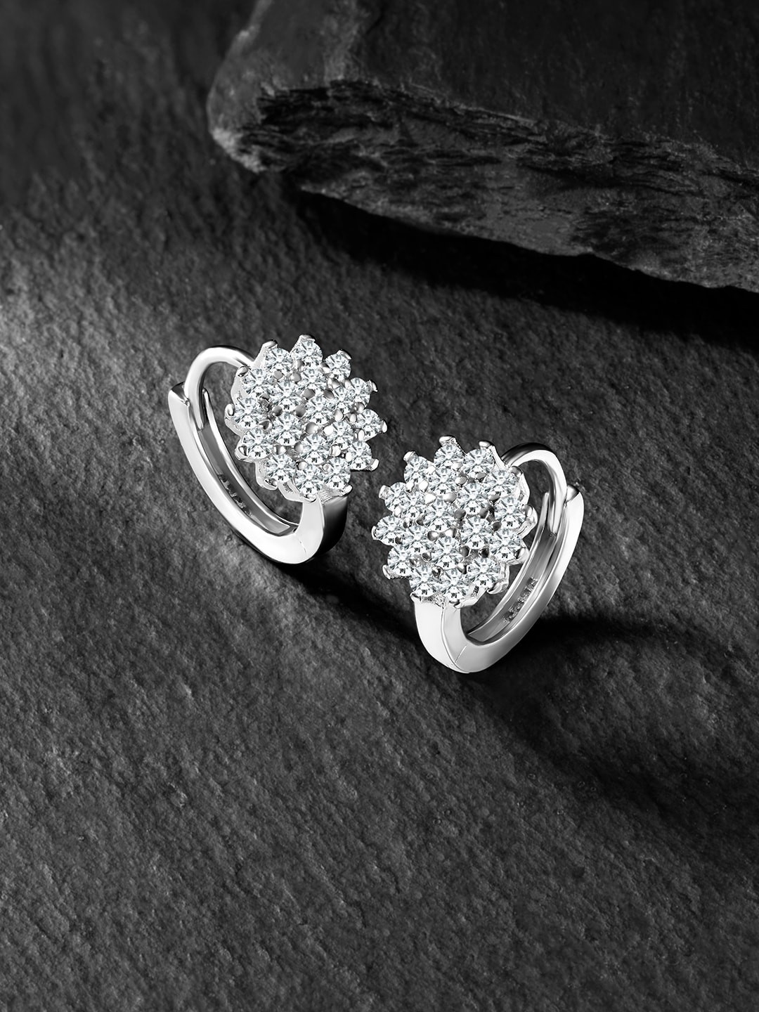 

Silvora by Peora Rhodium-Plated Sterling Silver Contemporary Hoop Earrings