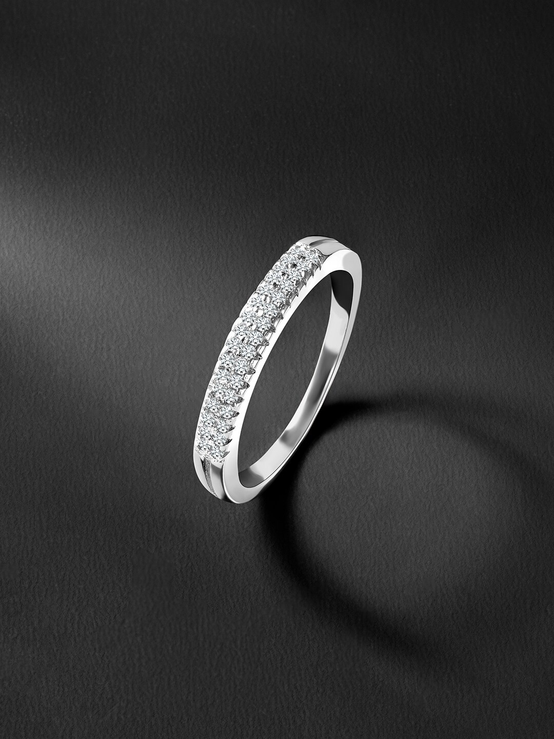 

Silvora by Peora 92.5 Sterling Silver Rhodium-Plated CZ-Studded Ring