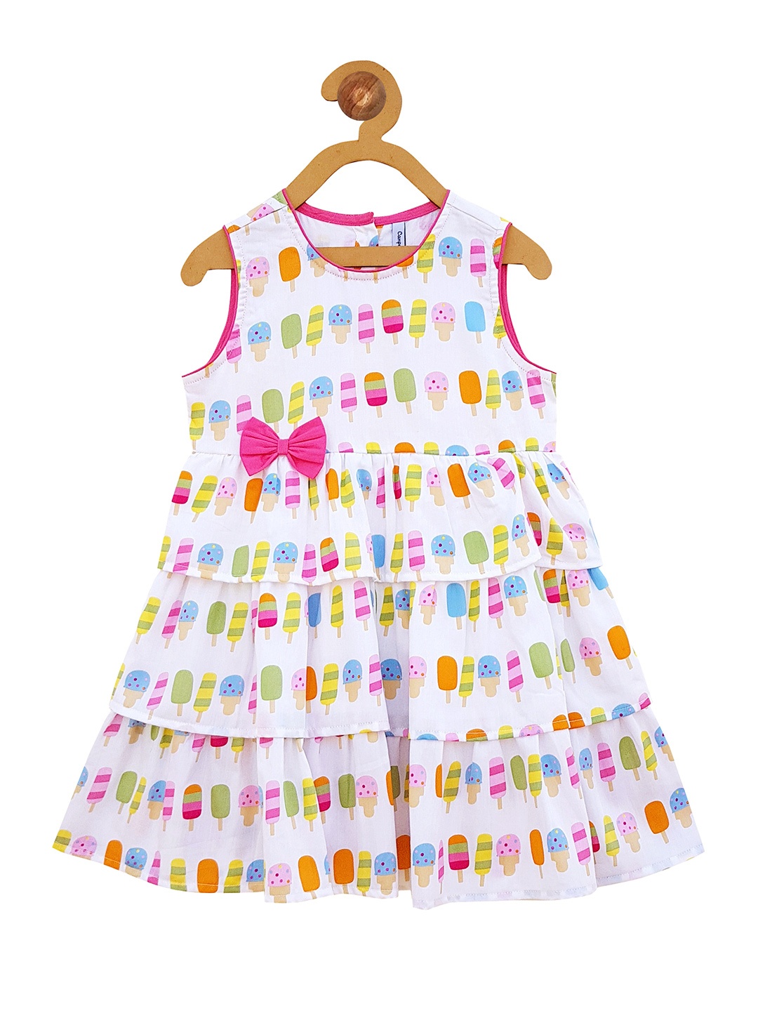 

Campana Infant Girls Conversational Printed Tiered Cotton A-Line Dress, White