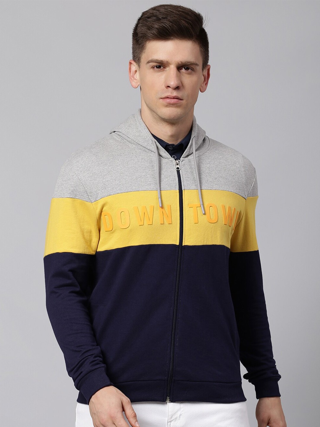 

Hubberholme Colourblocked Cotton Sweatshirt, Grey