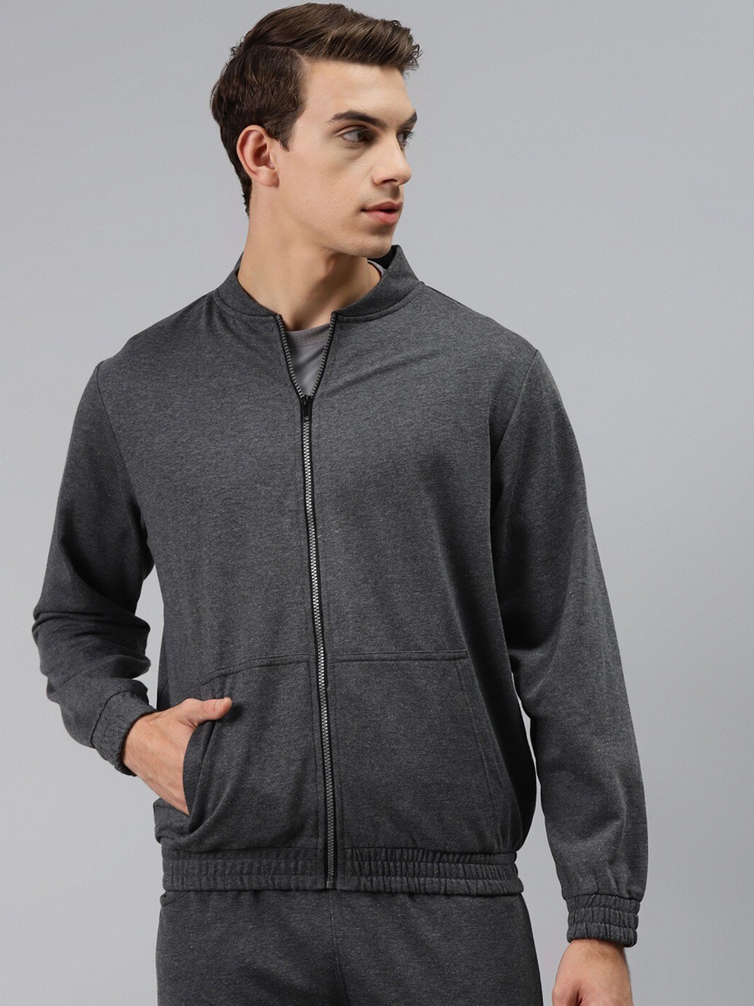 

Hubberholme Mandarin Collar Cotton Sweatshirt, Charcoal