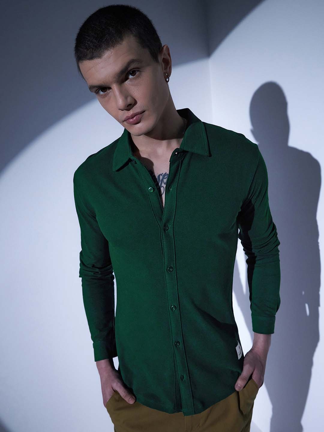 

Hubberholme Regular Fit Opaque Cotton Casual Shirt, Green