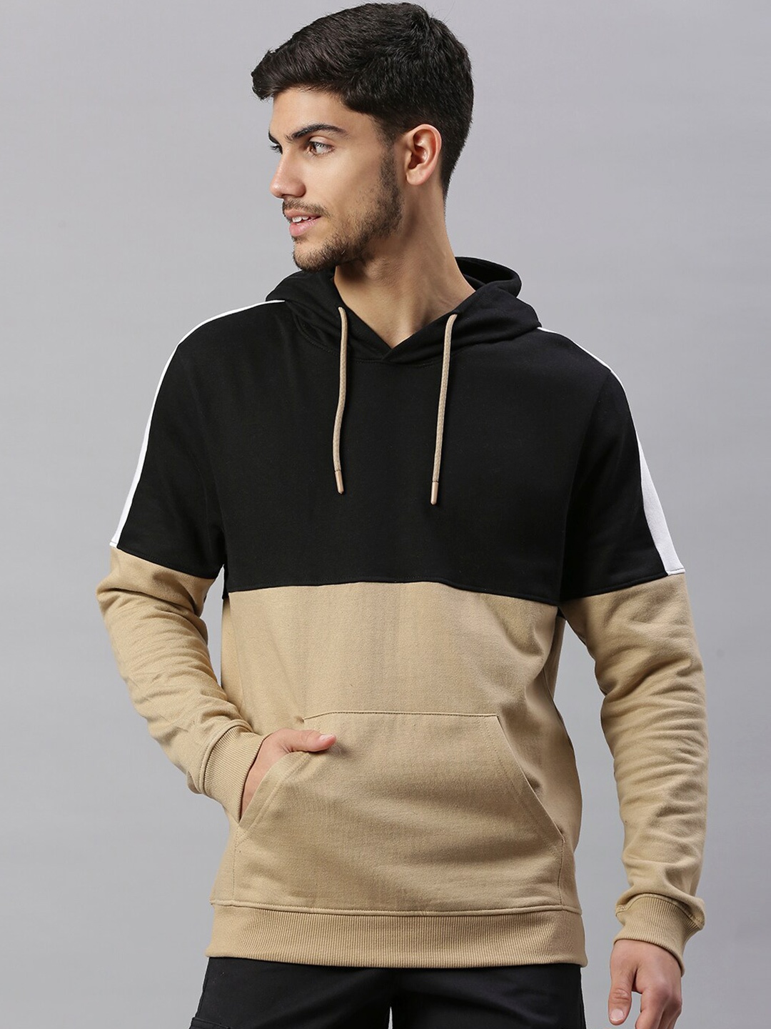 

Hubberholme Colourblocked Hooded Cotton Sweatshirt, Khaki