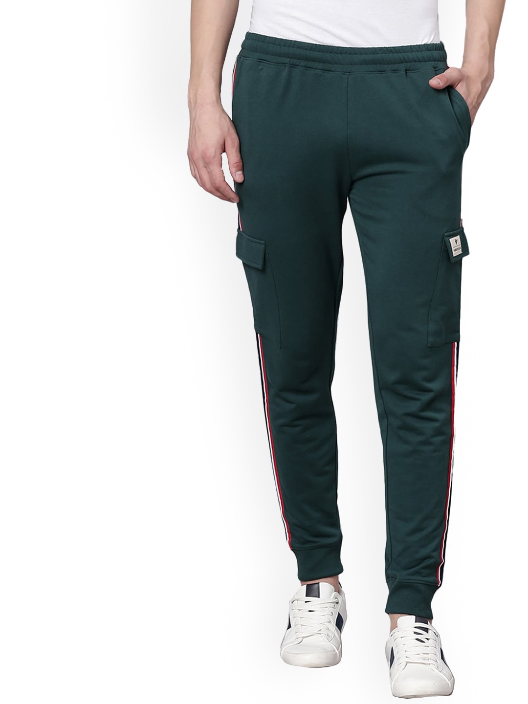 

Hubberholme Men Mid-Rise Slim-Fit Pure Cotton Joggers, Green